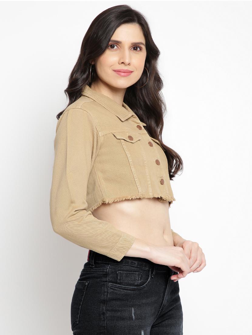 frayed hem cropped jacket - 17873493 - Zoom Image - 2