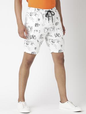 white printed shorts - 17873527 - Standard Image - 2