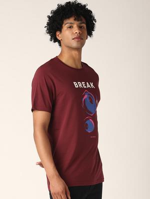 maroon printed t-shirt - 17873684 - Standard Image - 2