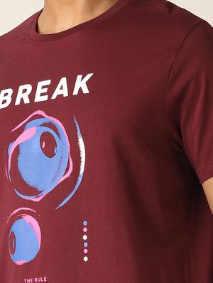 maroon printed t-shirt - 17873684 - Standard Image - 5