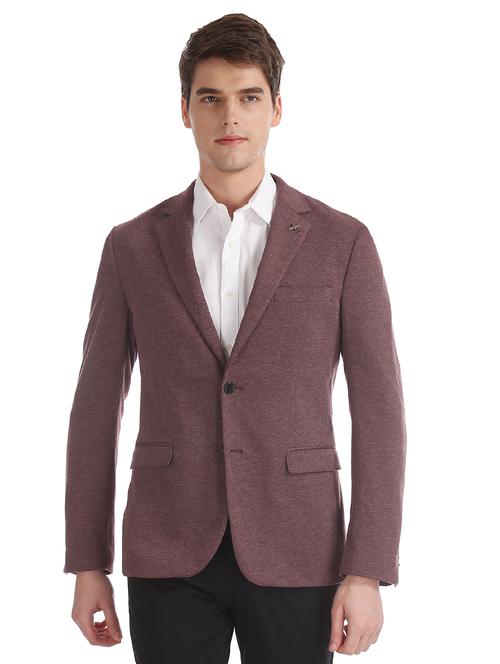 maroon solid single breasted formal blazer - 17873783 - Standard Image - 1