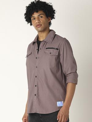 purple solid casual shirt - 17873841 - Standard Image - 2