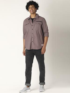 purple solid casual shirt - 17873841 - Standard Image - 4