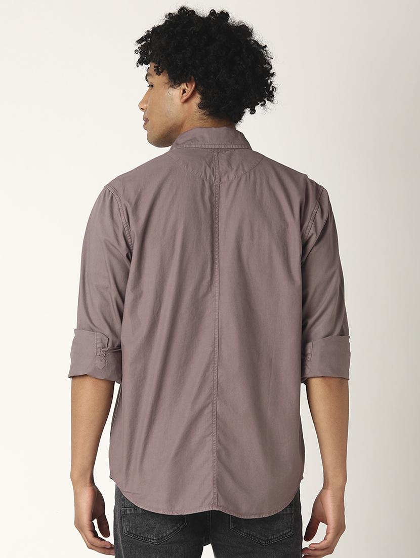 purple solid casual shirt - 17873841 - Zoom Image - 3