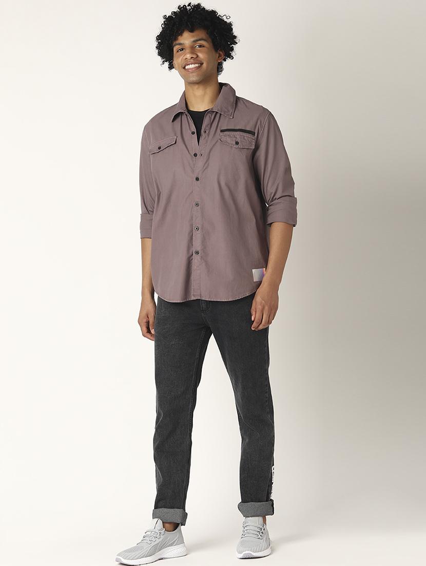 purple solid casual shirt - 17873841 - Zoom Image - 4