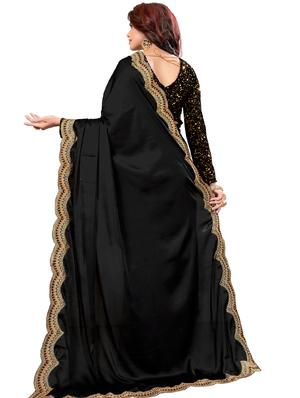 solid bordered saree with blouse - 17873958 - Standard Image - 2