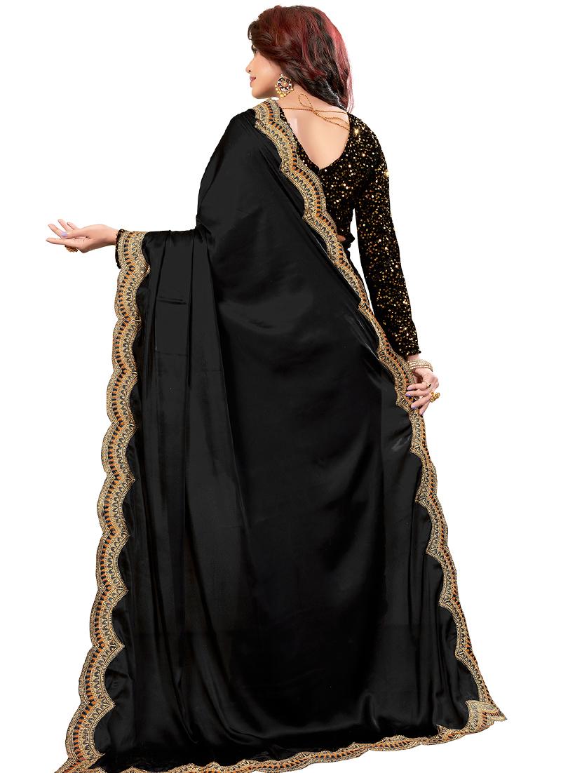 solid bordered saree with blouse - 17873958 - Zoom Image - 2