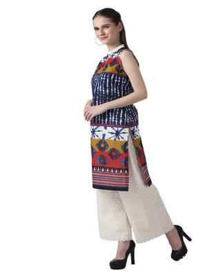 m2r printed cotton mandarin collar kurti for women - 17874198 - Standard Image - 2