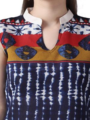 m2r printed cotton mandarin collar kurti for women - 17874198 - Standard Image - 4