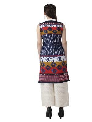 m2r printed cotton mandarin collar kurti for women - 17874198 - Standard Image - 5