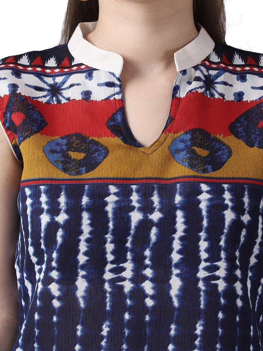 m2r printed cotton mandarin collar kurti for women - 17874198 - Zoom Image - 4
