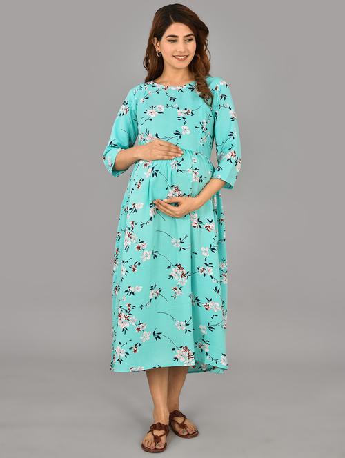 round neck printed maternity wear dress - 17874245 - Standard Image - 1