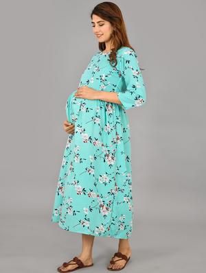 round neck printed maternity wear dress - 17874245 - Standard Image - 2