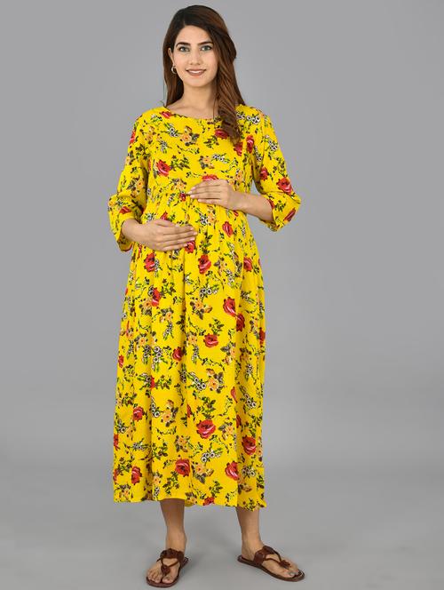 round neck printed maternity wear dress - 17874246 - Standard Image - 1