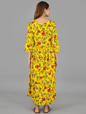 round neck printed maternity wear dress - 17874246 - Standard Image - 3