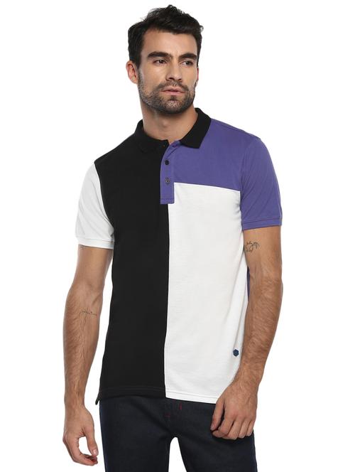 black color block polo t-shirt - 17874287 - Very Small Image - 1