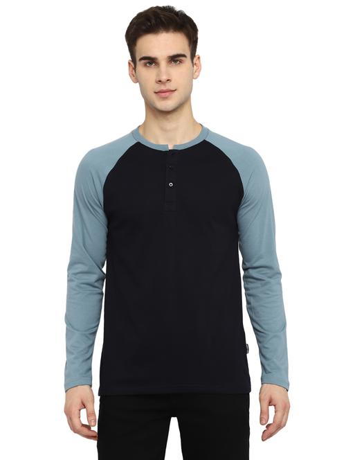 blue color block raglan t-shirt - 17874292 - Very Small Image - 1