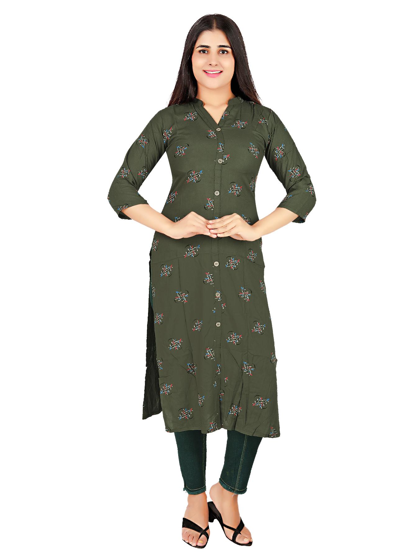 a line long rayon kurti with - 17874302 - Zoom Image - 4