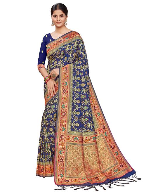 jacquard work banarasi saree with blouse - 17875061 - Standard Image - 1
