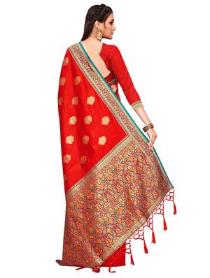 jacquard work banarasi saree with blouse - 17875093 - Standard Image - 2