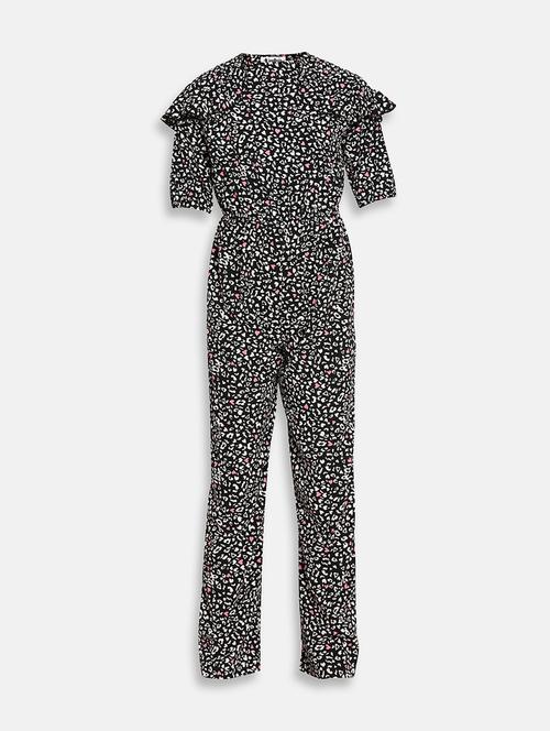 black animal print full length jumpsuit - 17875338 - Standard Image - 1