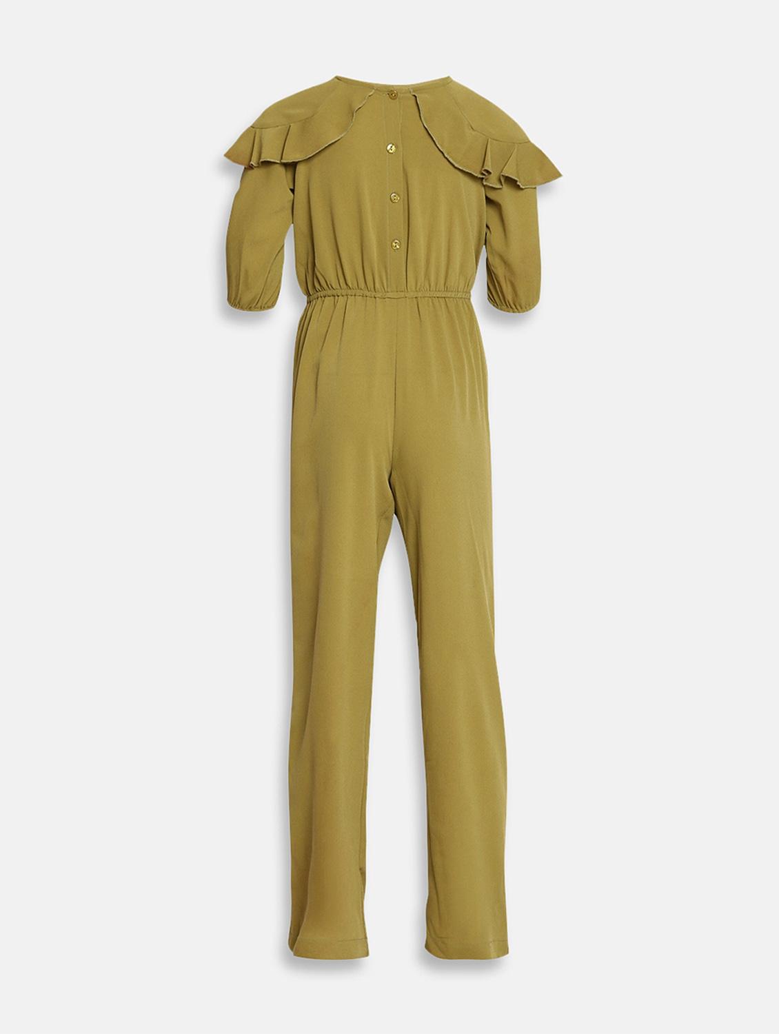 olive green solid full length jumpsuit - 17875340 - Zoom Image - 2