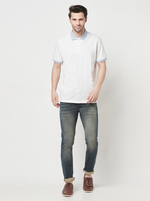 weago men's blue mid-rise slim-fit jeans with belt - 17882389 - Standard Image - 1