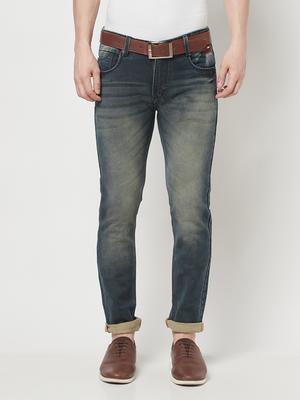 weago men's blue mid-rise slim-fit jeans with belt - 17882389 - Standard Image - 2
