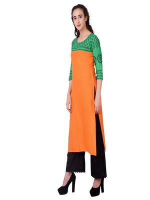 m2r printed cotton blend round neck kurti for women - 17882722 - Standard Image - 2