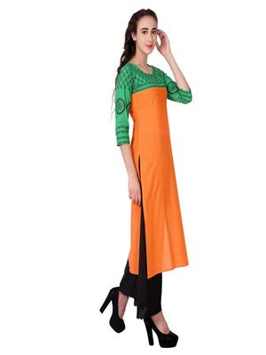 m2r printed cotton blend round neck kurti for women - 17882722 - Standard Image - 3
