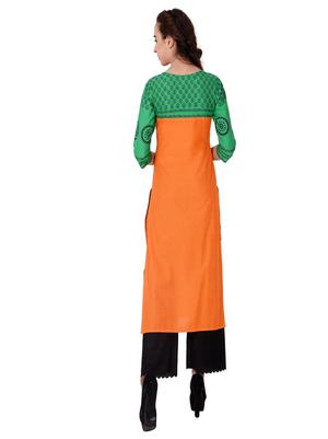 m2r printed cotton blend round neck kurti for women - 17882722 - Standard Image - 4