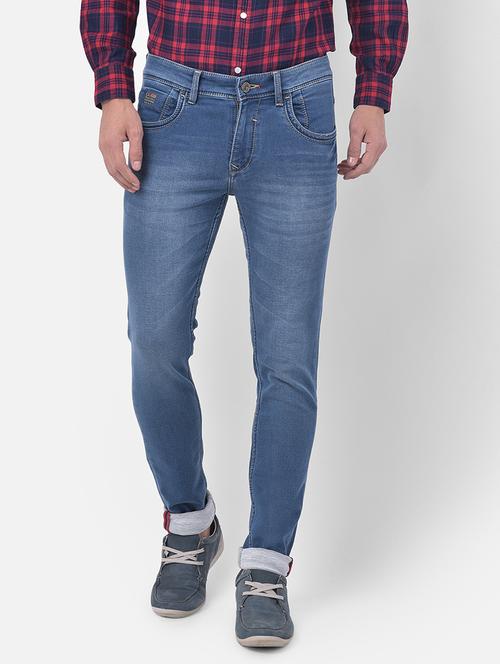 blue light washed denim jeans - 17882872 - Standard Image - 1