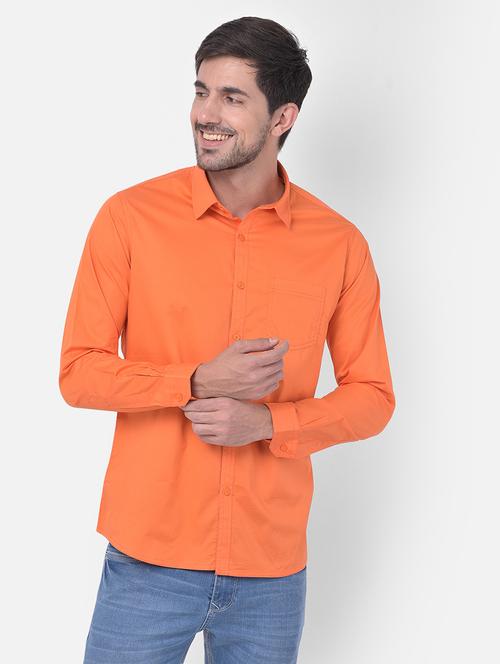 orange solid casual shirt - 17882883 - Standard Image - 1
