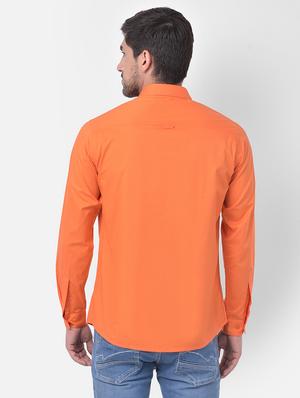 orange solid casual shirt - 17882883 - Standard Image - 3