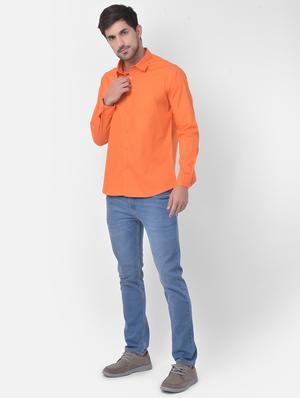orange solid casual shirt - 17882883 - Standard Image - 4