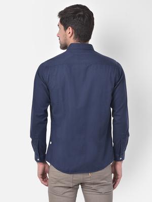 navy blue solid casual shirt - 17882886 - Standard Image - 3