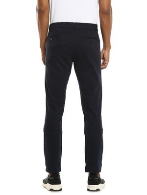 blue solid flat front casual trouser - 17883102 - Standard Image - 4