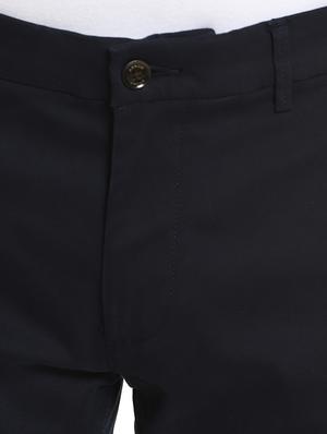 blue solid flat front casual trouser - 17883102 - Standard Image - 6