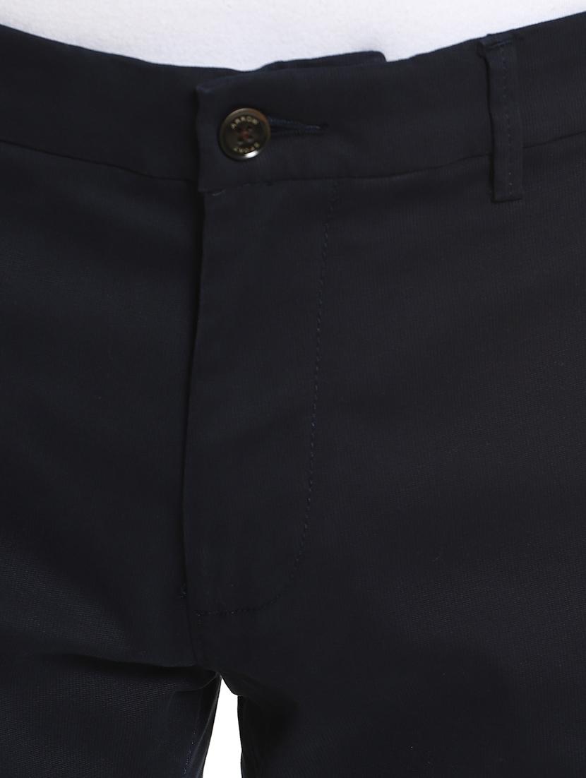 blue solid flat front casual trouser - 17883102 - Zoom Image - 6