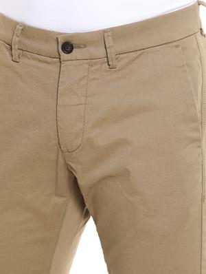brown solid flat front casual trouser - 17883106 - Standard Image - 6