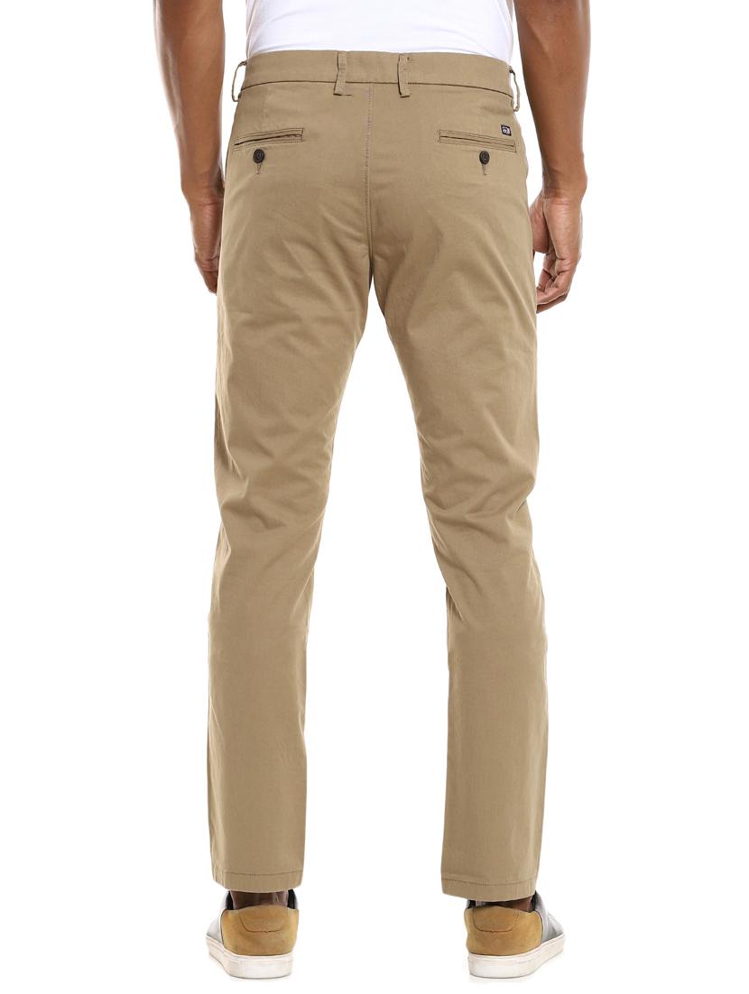 brown solid flat front casual trouser - 17883106 - Zoom Image - 4
