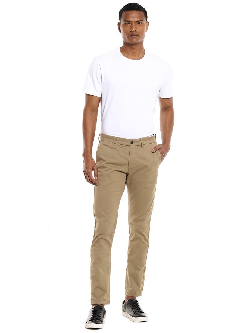 brown solid flat front casual trouser - 17883106 - Zoom Image - 5