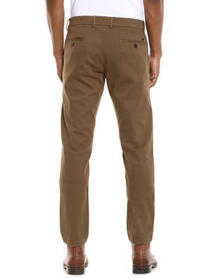 brown solid flat front casual trouser - 17883111 - Standard Image - 4