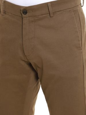 brown solid flat front casual trouser - 17883111 - Standard Image - 6