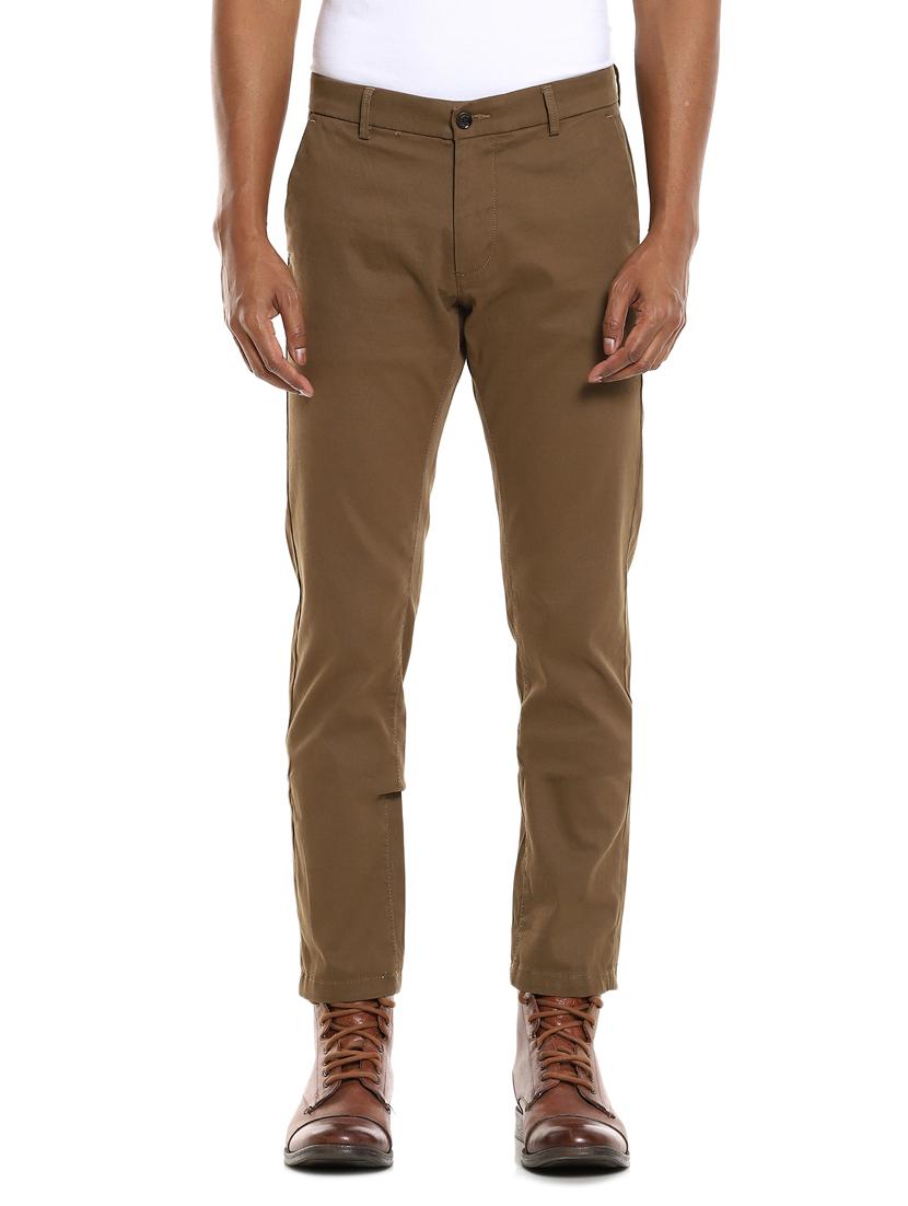 brown solid flat front casual trouser - 17883111 - Zoom Image - 2