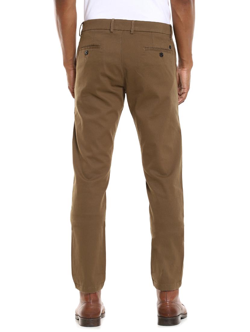 brown solid flat front casual trouser - 17883111 - Zoom Image - 4