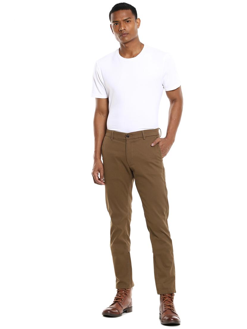 brown solid flat front casual trouser - 17883111 - Zoom Image - 5