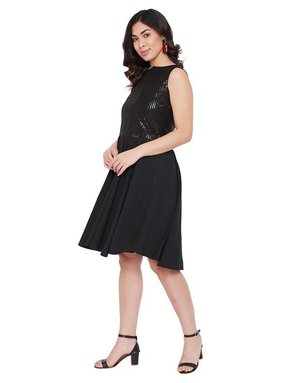 boat neck embellished fit & flare dress - 17883612 - Zoom Image - 2