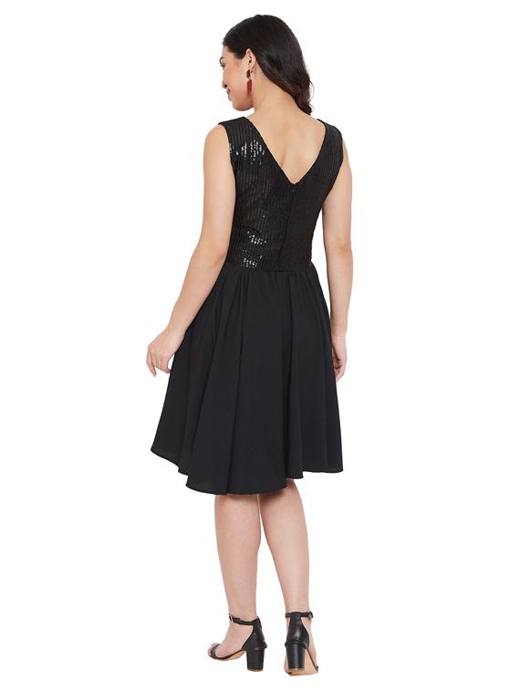 boat neck embellished fit & flare dress - 17883612 - Zoom Image - 3