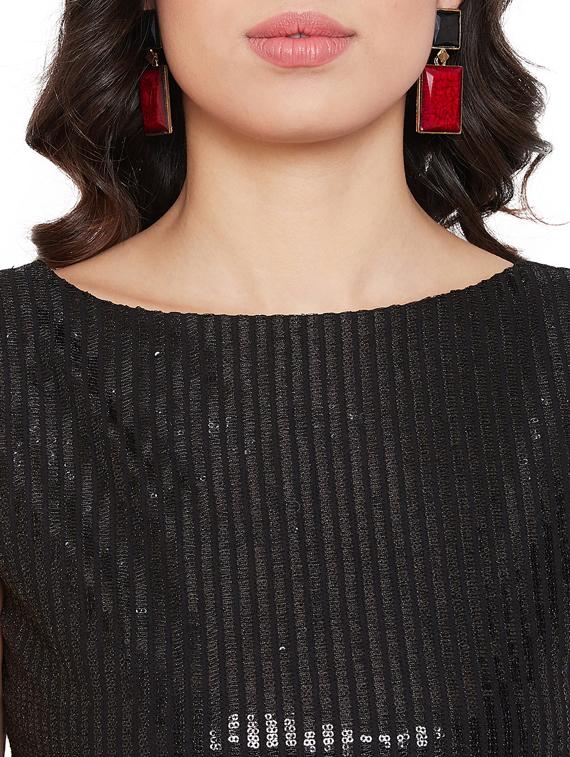 boat neck embellished fit & flare dress - 17883612 - Zoom Image - 4